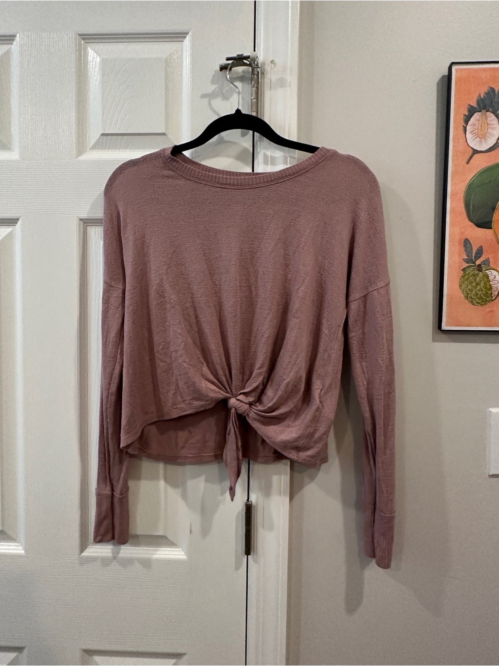 Abercrombie & Fitch Women's Knot-Front Long Sleeve Top - Mauve
